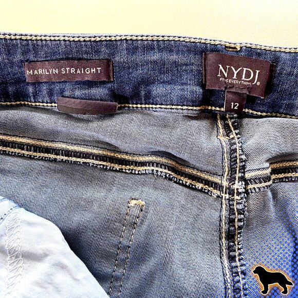 NYDJ Jeans Marilyn Straight Mid Rise Size 12 2% Elastane Like NEW - Picture 3 of 4